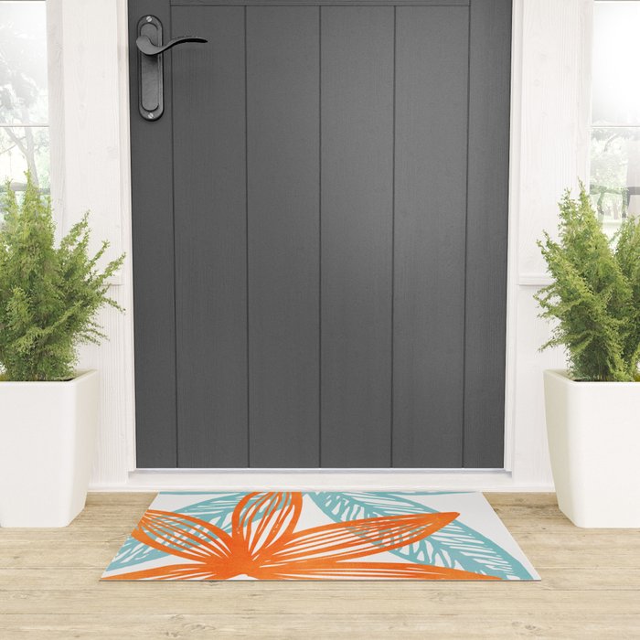 Orange and Blue Seaside Coastal Shapes Welcome Mat Gallery Image 3