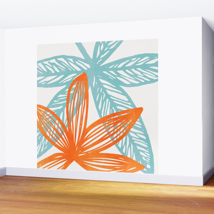 Orange and Blue Seaside Coastal Shapes Wall Mural Gallery Image 2