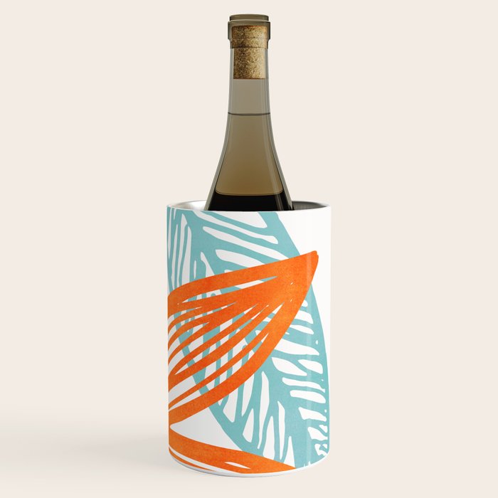 Orange and Blue Seaside Coastal Shapes Wine Chiller Gallery Image 3