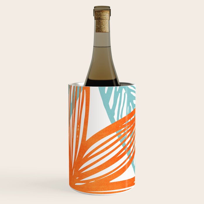 Orange and Blue Seaside Coastal Shapes Wine Chiller Gallery Image 1