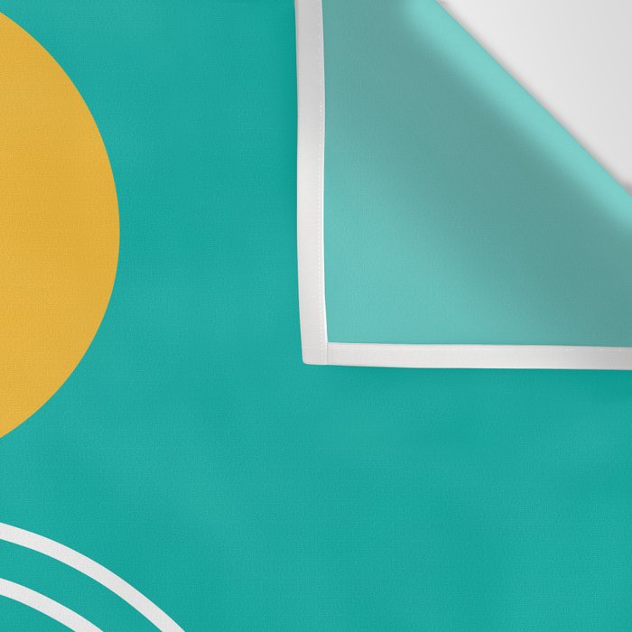 Geometric Lines in Blue Teal Yellow (Sun and Rainbow abstraction) Wall Tapestry Gallery Image 3