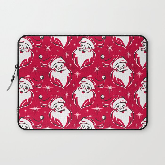 'Tis The Season Retro Santa Red White Pattern Laptop Sleeve Gallery Image 1