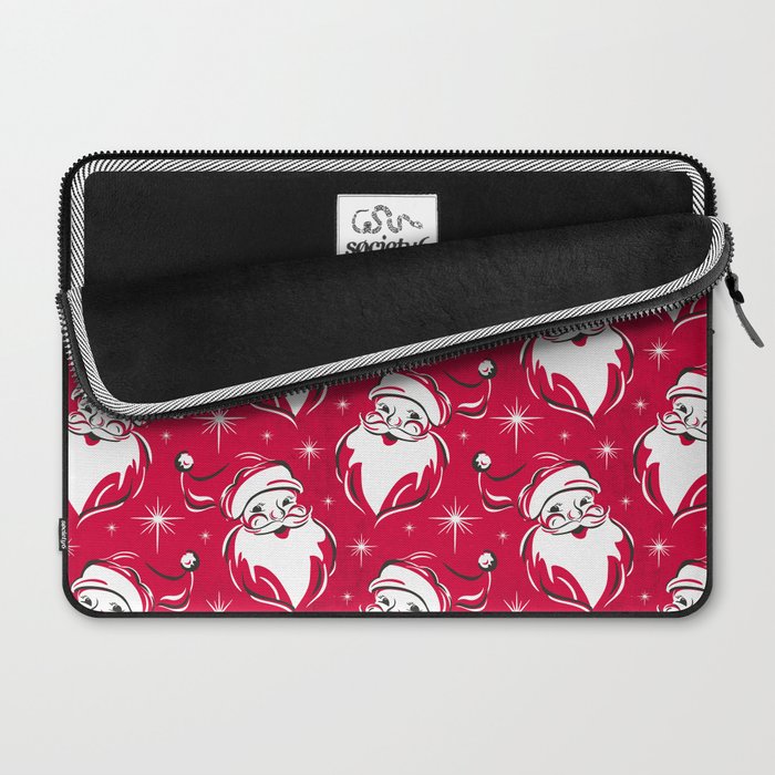 'Tis The Season Retro Santa Red White Pattern Laptop Sleeve Gallery Image 2