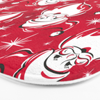 'Tis The Season Retro Santa Red White Pattern Bath Mat Gallery Image 3