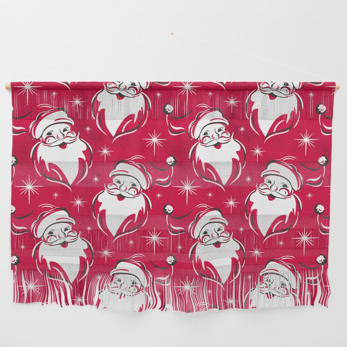 'Tis The Season Retro Santa Red White Pattern Wall Hanging Gallery Image 1