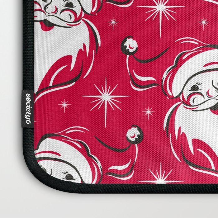 'Tis The Season Retro Santa Red White Pattern Laptop Sleeve Gallery Image 3