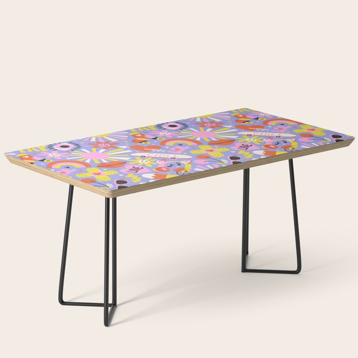 Tweenager Life Happy 90s Roller Skates Retro Positivity Pattern Coffee Table Gallery Image 1