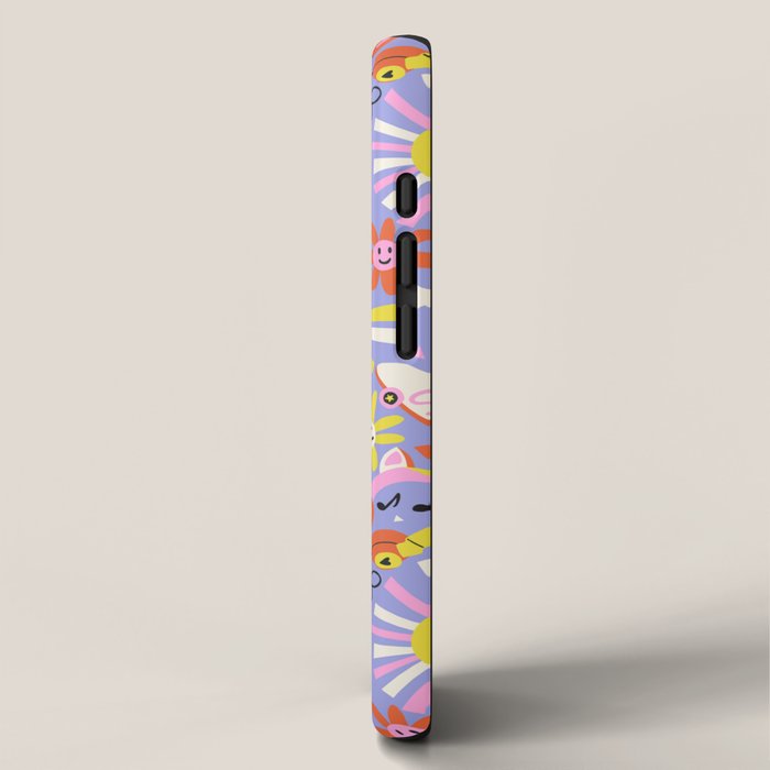 Tweenager Life Happy 90s Roller Skates Retro Positivity Pattern iPhone Case Gallery Image 2