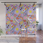 Tweenager Life Happy 90s Roller Skates Retro Positivity Pattern Wall Mural Gallery Image 1