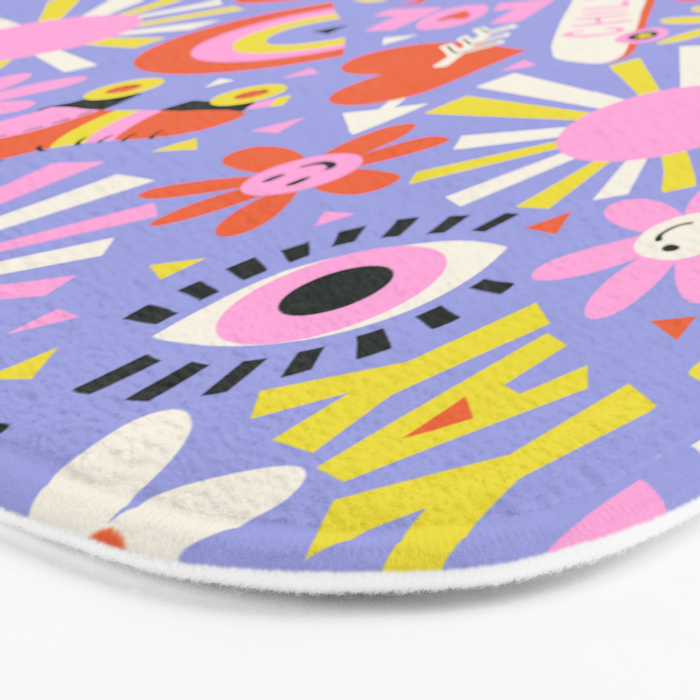 Tweenager Life Happy 90s Roller Skates Retro Positivity Pattern Bath Mat Gallery Image 3