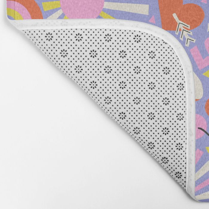 Tweenager Life Happy 90s Roller Skates Retro Positivity Pattern Bath Mat Gallery Image 2