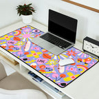 Tweenager Life Happy 90s Roller Skates Retro Positivity Pattern Desk Mat Gallery Image 2
