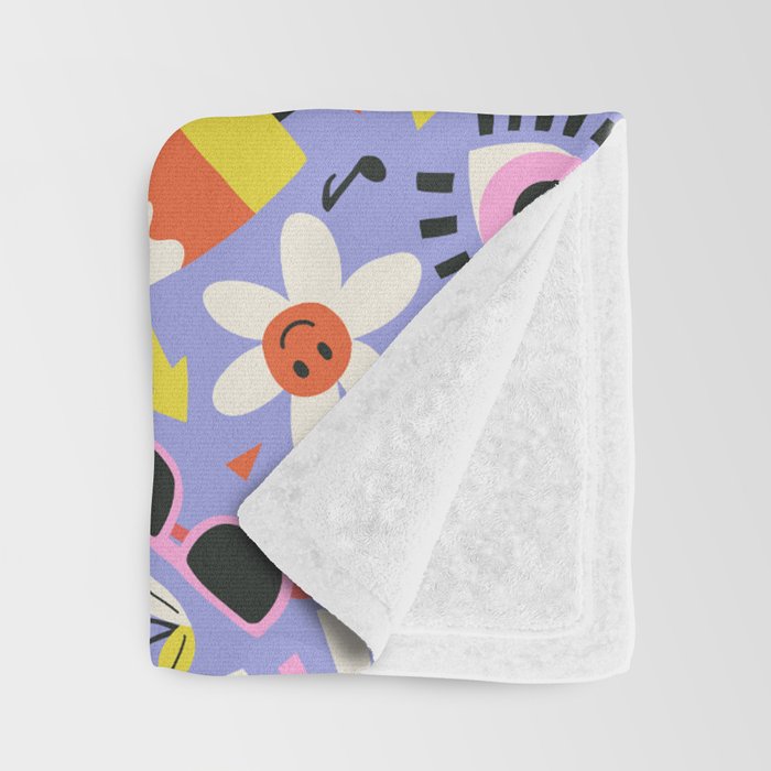Tweenager Life Happy 90s Roller Skates Retro Positivity Pattern Throw Blanket Gallery Image 3