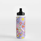 Tweenager Life Happy 90s Roller Skates Retro Positivity Pattern Water Bottle Gallery Image 2