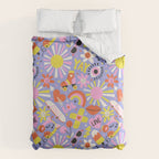 Tweenager Life Happy 90s Roller Skates Retro Positivity Pattern Duvet Cover Gallery Image 6