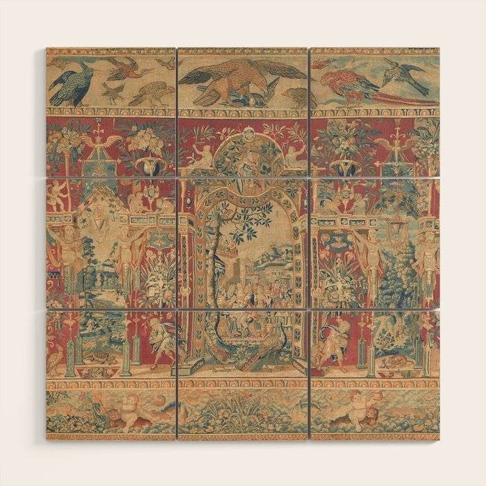 Antique Antwerp Grotesques Tapestry 16th Century  Wood Wall Art Gallery Image 1