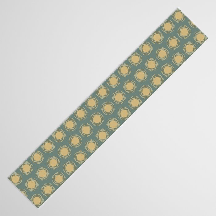 Boho Summer Sun Pattern XVI Neutral Earthy Sage Yellow Table Runner Gallery Image 3