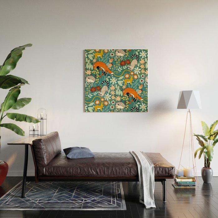Woodland Pattern Wood Wall Art Gallery Image 2