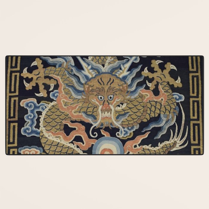 Antique 18th Century Chinese Dragon Desk Mat Gallery Image 3