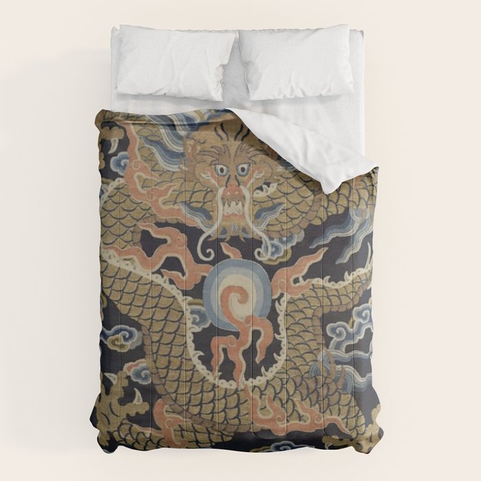 Antique 18th Century Chinese Dragon Comforter Gallery Image 6