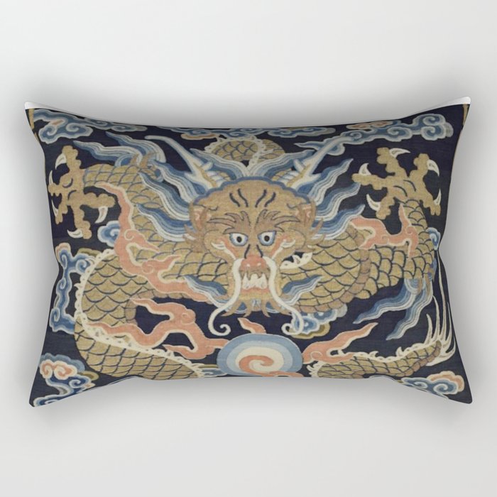 Antique 18th Century Chinese Dragon Rectangular Pillow Gallery Image 2