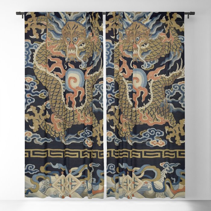 Antique 18th Century Chinese Dragon Window Curtain Gallery Image 1