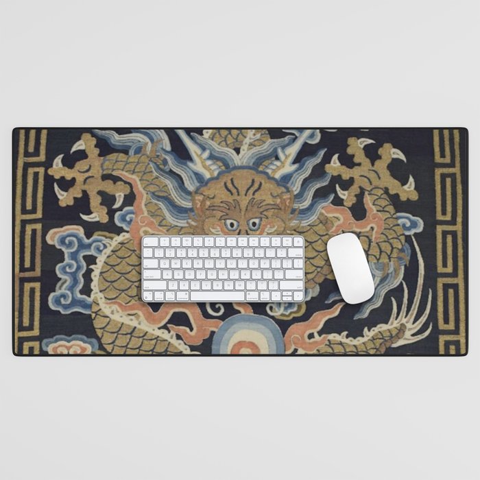 Antique 18th Century Chinese Dragon Desk Mat Gallery Image 1