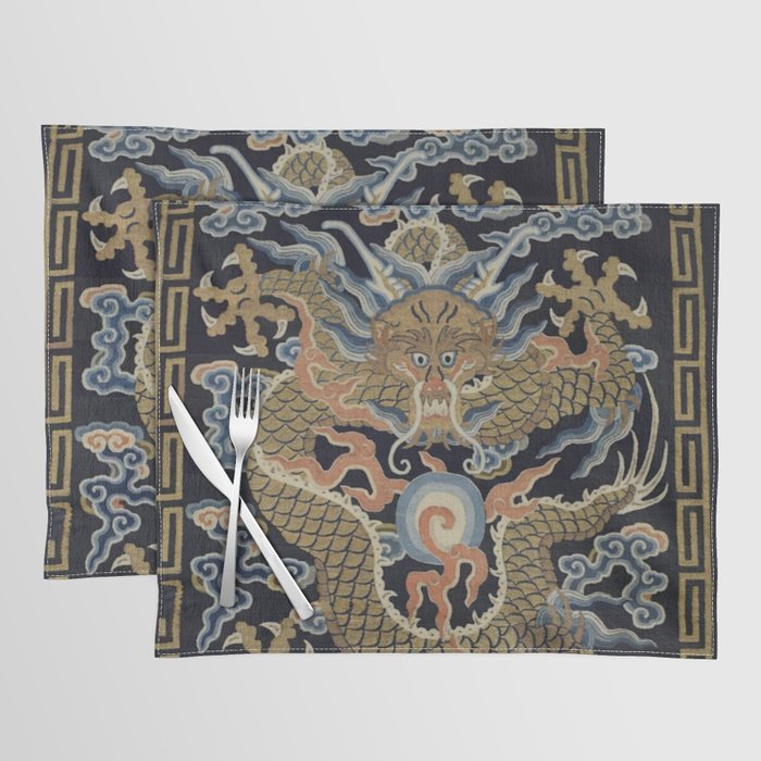 Antique 18th Century Chinese Dragon Placemat Gallery Image 1