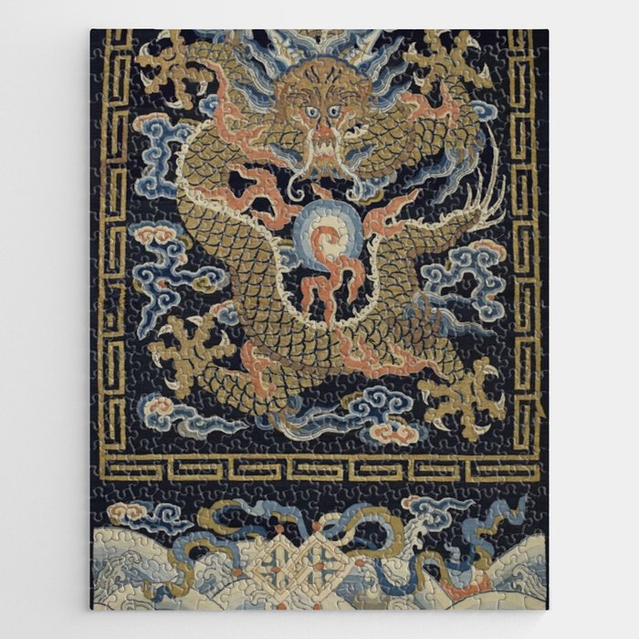 Antique 18th Century Chinese Dragon Jigsaw Puzzle Gallery Image 1