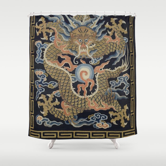 Antique 18th Century Chinese Dragon Shower Curtain Gallery Image 1