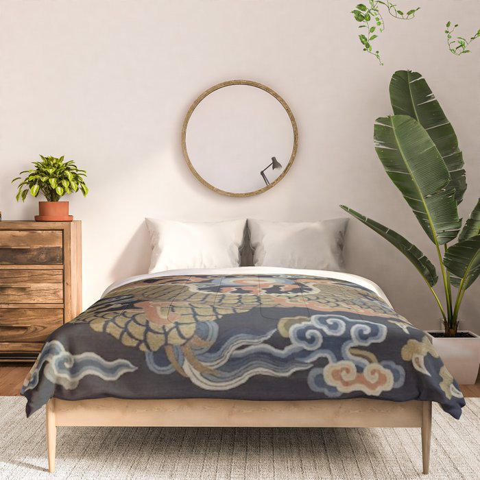 Antique 18th Century Chinese Dragon Comforter Gallery Image 3
