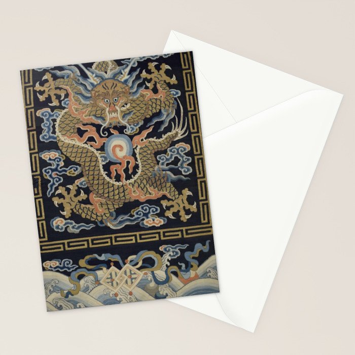 Antique 18th Century Chinese Dragon Stationery Card Gallery Image 2