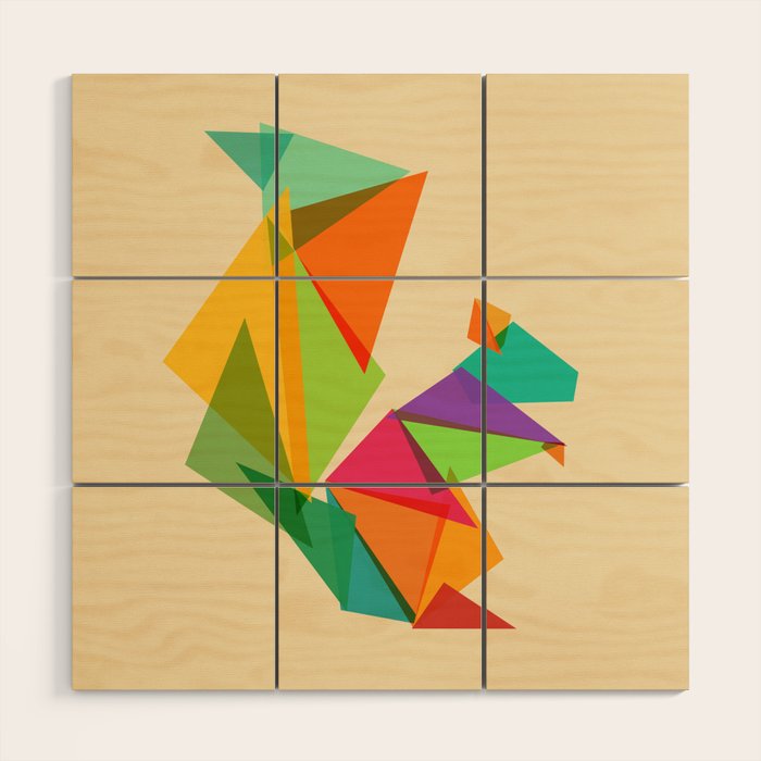Fractal geometric Squirrel Wood Wall Art Gallery Image 1