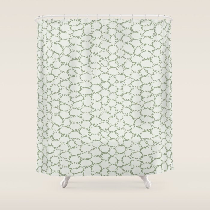 Abstract organic dots - pastel sage green pattern Shower Curtain Gallery Image 1