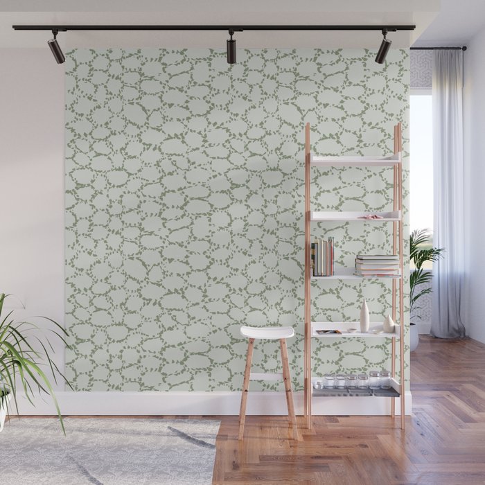 Abstract organic dots - pastel sage green pattern Wall Mural Gallery Image 1