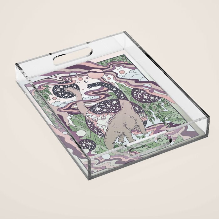 Jurassic Portal | Purple Haze Palette | Dinosaur Science Fiction Art Acrylic Tray Gallery Image 1