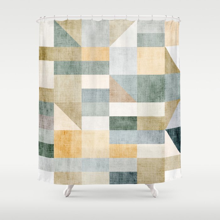 Geometric Abstract Unique Original Artwork Shower Curtain Gallery Image 1