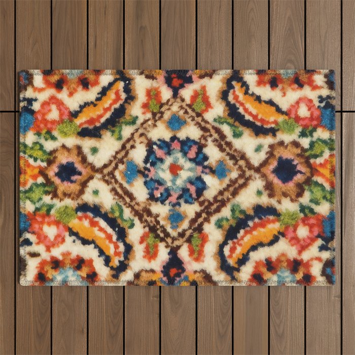 Birjand Vintage Persian Rug Print Outdoor Rug Gallery Image 1