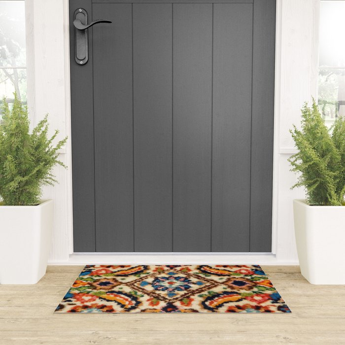 Birjand Vintage Persian Rug Print Welcome Mat Gallery Image 3
