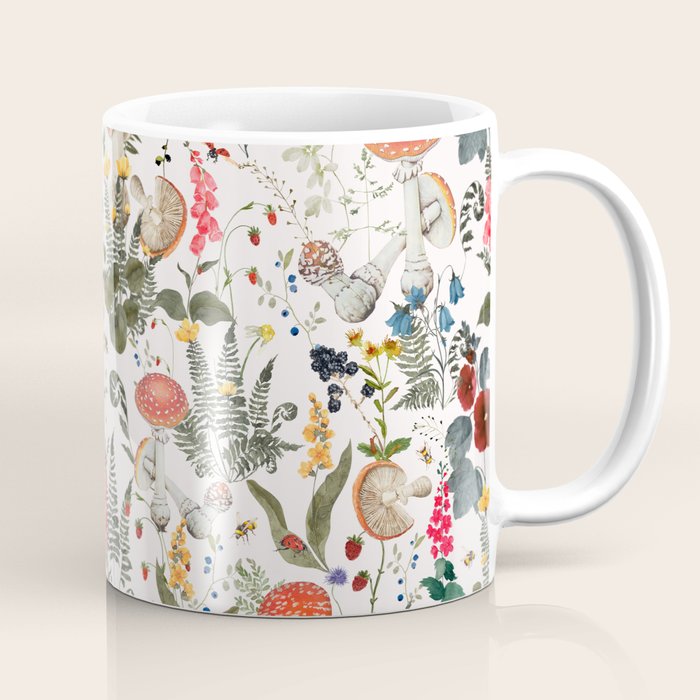 Watercolor Hand Drawn Mushroom Autumn Garden Coffee Mug Gallery Image 1