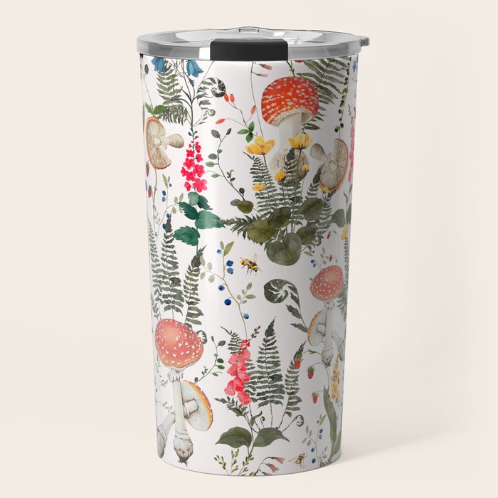 Watercolor Hand Drawn Mushroom Autumn Garden Travel Mug Gallery Image 1
