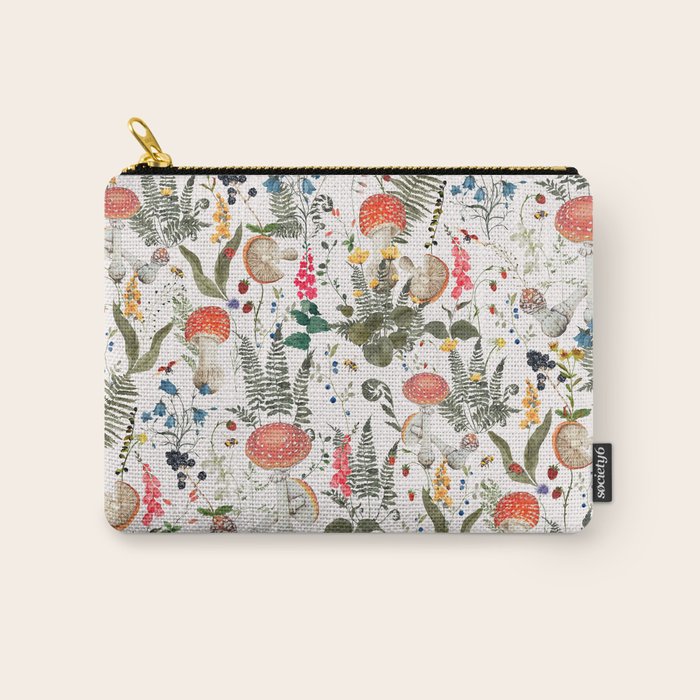 Watercolor Hand Drawn Mushroom Autumn Garden Carry All Pouch Gallery Image 1