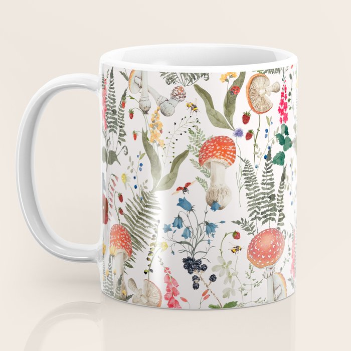 Watercolor Hand Drawn Mushroom Autumn Garden Coffee Mug Gallery Image 3