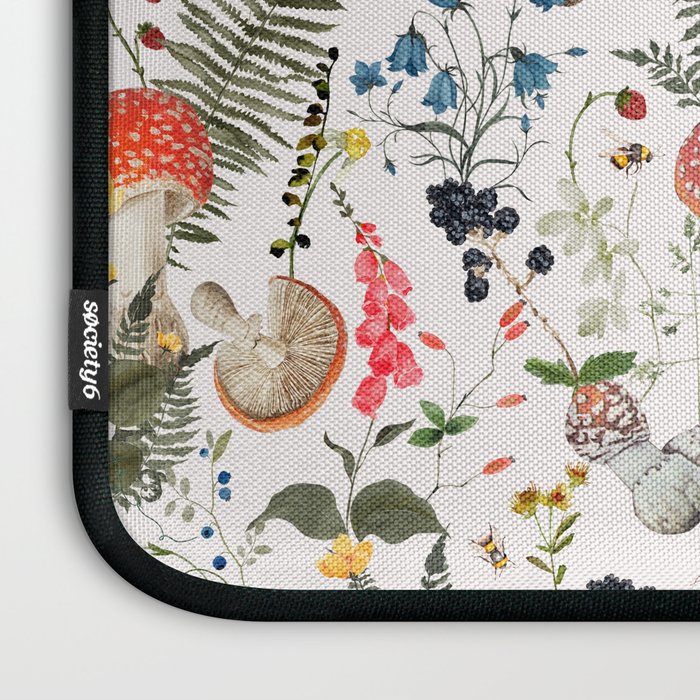 Watercolor Hand Drawn Mushroom Autumn Garden Laptop Sleeve Gallery Image 3