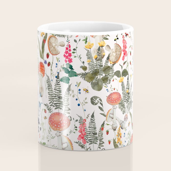 Watercolor Hand Drawn Mushroom Autumn Garden Coffee Mug Gallery Image 4