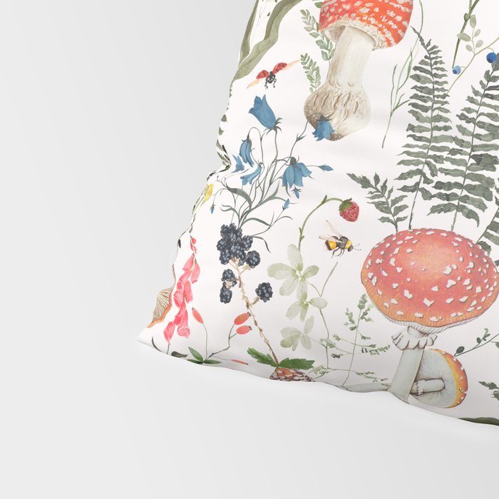 Watercolor Hand Drawn Mushroom Autumn Garden Pillow Sham Gallery Image 4