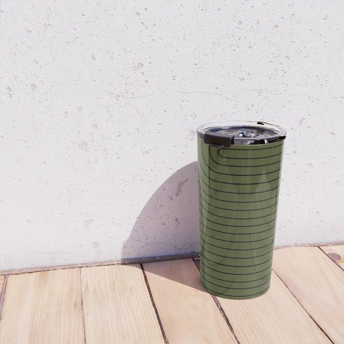 Minimal Line Curvature XVIII Dark Green Mid Century Modern Arch Abstract Travel Mug Gallery Image 4