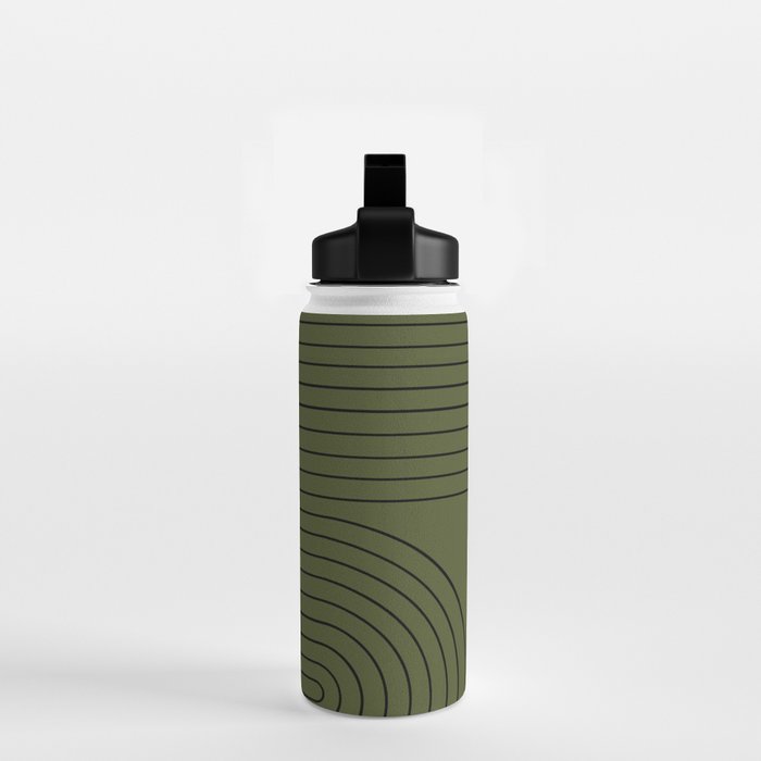 Minimal Line Curvature XVIII Dark Green Mid Century Modern Arch Abstract Water Bottle Gallery Image 2