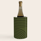 Minimal Line Curvature XVIII Dark Green Mid Century Modern Arch Abstract Wine Chiller Gallery Image 3