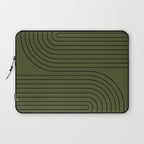 Minimal Line Curvature XVIII Dark Green Mid Century Modern Arch Abstract Laptop Sleeve Gallery Image 1
